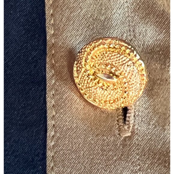 Paolo Santini Womens 14 Silk Button-Up Blouse Shirt Gold Black Baroque Star VTG - Picture 7 of 7